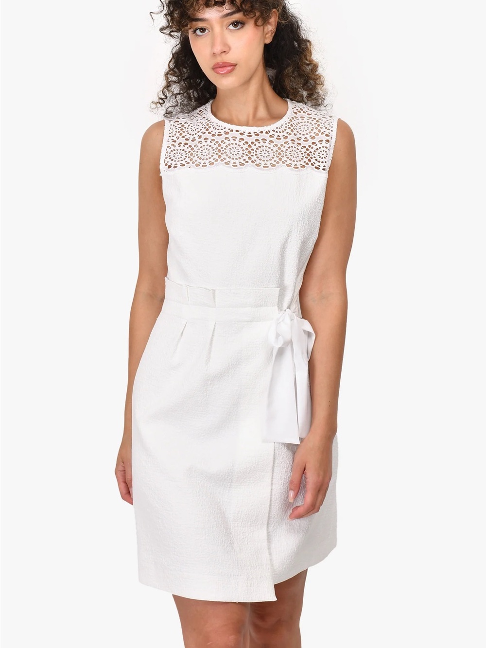 Sandro White Eyelet Midi Dress Size M